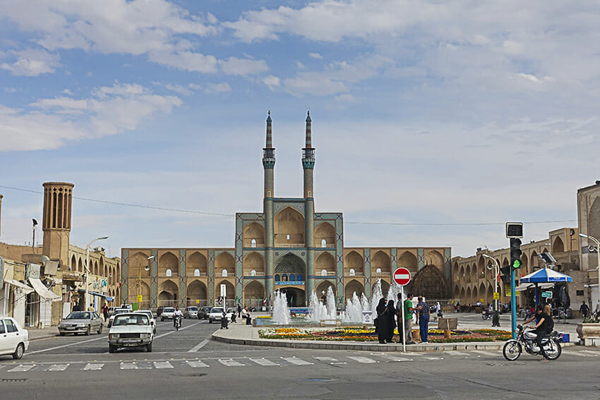 Yazd Moschee Platz Springbrunnen